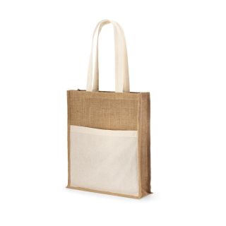 SACOLA EM JUTA (240 G/M²) E BOLSO EM 100% ALGODÃO (140 GM²)