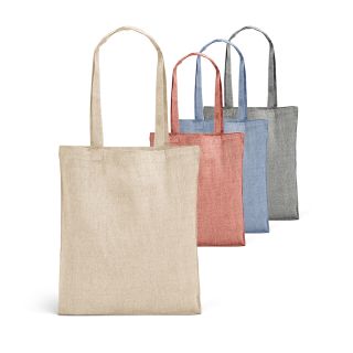 SACOLA DOBRÁVEL EM 70% ALGODÃO RECICLADO E 30% POLIÉSTER RECICLADO (140 G/M²)