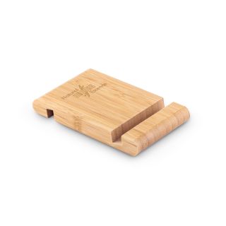 SUPORTE PARA CELULAR EM BAMBU COM 2 CANALETAS