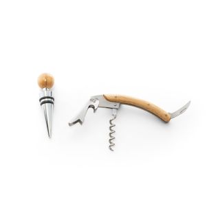 KIT VINHO COM DOIS COMPONENTES EM METAL E BAMBU