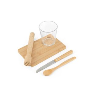 KIT PARA CAIPIRINHA COM 5 PEÇAS EM BAMBU
