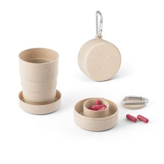 COPO DE VIAGEM RETRÁTIL EM FIBRA DE BAMBU (60%) E PP (40%) COM CAPACIDADE ATÉ 210 ML.