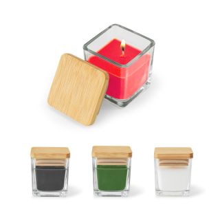 VELA AROMÁTICA, DE 50G, EM COPO DE VIDRO COM TAMPA EM BAMBU
