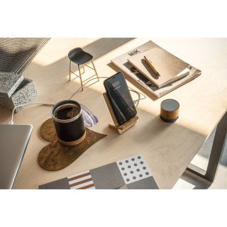 CAIXA DE SOM COM MICROFONE EM BAMBU