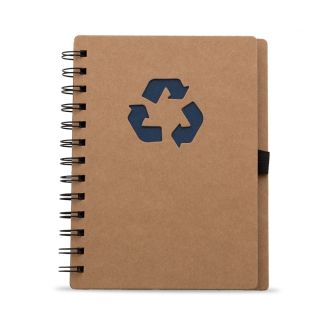 CADERNO ECOLÓGICO COM SÍMBOLO RECICLADO NA CAPA