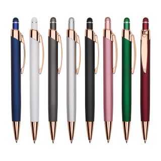 CANETA METAL COM TOUCH CARGA AZUL